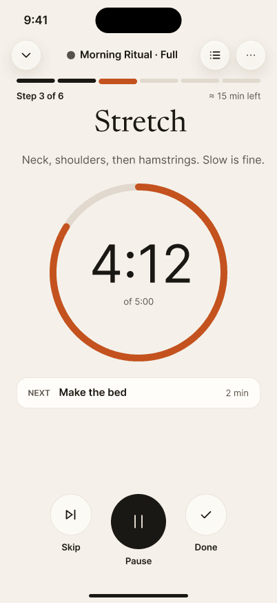 Active step with a 4:12 stretch timer