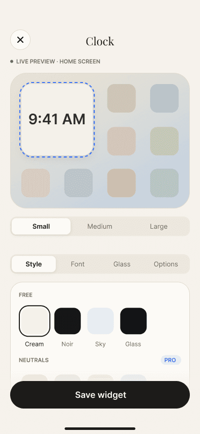 Boring Widget: style editor with live preview